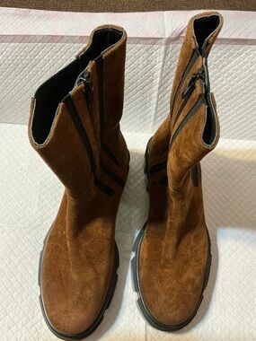 Free People Black and Brown Suede Boots